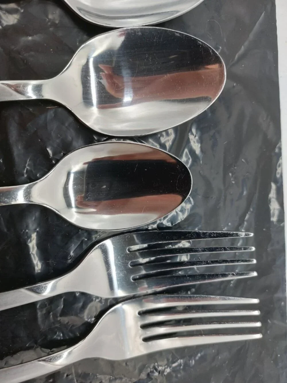 Cambridge Swirl Sand Stainless Flatware Glossy Frosted Spoons Forks Set Of 6
